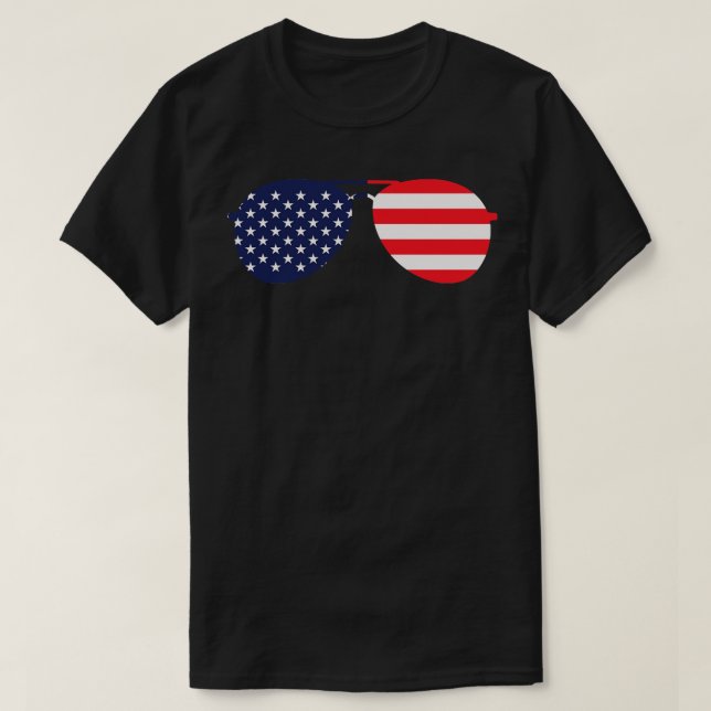 Amerikanska Flagga USA Aviator Sunglasses T Shirt (Design framsida)