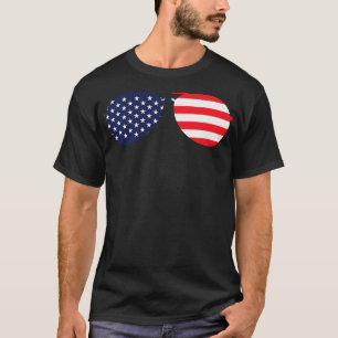 Amerikanska Flagga USA Aviator Sunglasses T Shirt