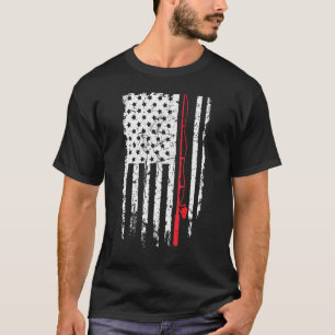 Amerikanska Flagga USA Fishing Rod Funny Fishing V T Shirt