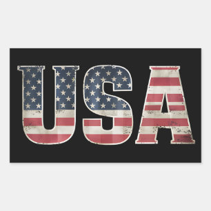 Amerikanska Flagga USA Förenta Stater USA 4 juli Rektangulärt Klistermärke
