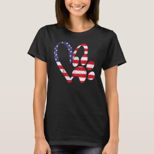 amerikanska Flagga USA Kärlek Hund Paw Skriv ut An T Shirt