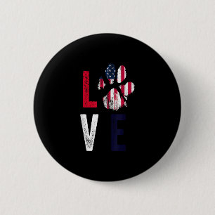 Amerikanska Flagga USA Kärlek Hund Tass patriotisk Knapp