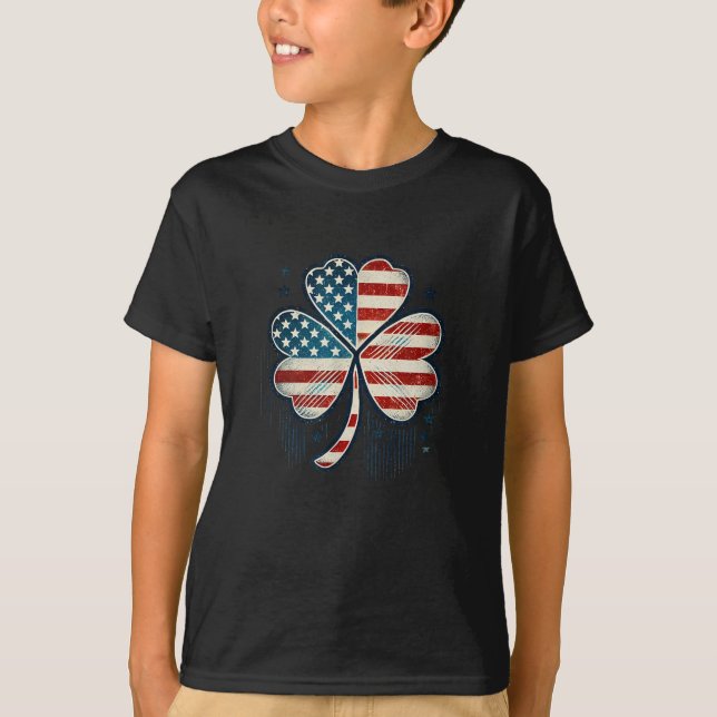 Amerikanska Flagga USA Klöver St patricks day T Shirt (Framsida)
