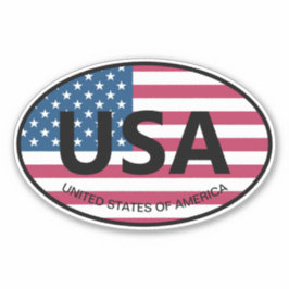 Amerikanska flagga USA land-kod för ovala vinylbil Klistermärken