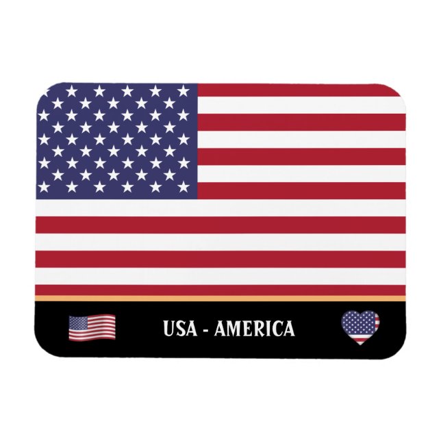 Amerikanska Flagga & USA land-resor /United Stater Magnet (Horisontell)
