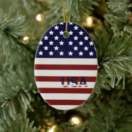 Amerikanska Flagga USA Mönster Julgransprydnad Keramik