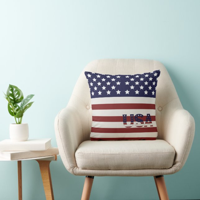 Amerikanska Flagga USA Mönster Kudde (Stol)