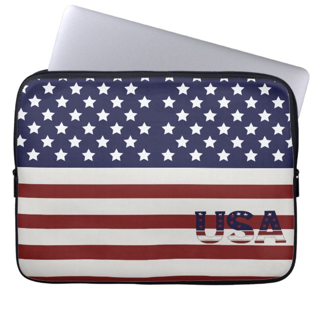 Amerikanska Flagga USA Mönster Laptop Fodral (Framsidan)