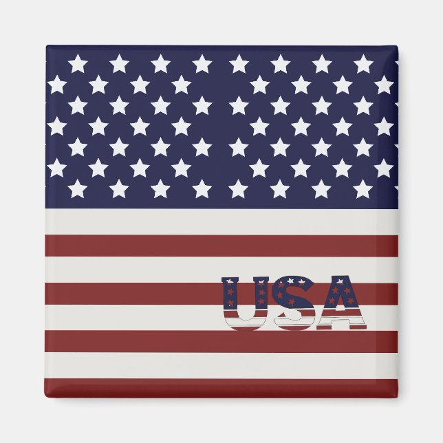 Amerikanska Flagga USA Mönster Magnet (Framsidan)