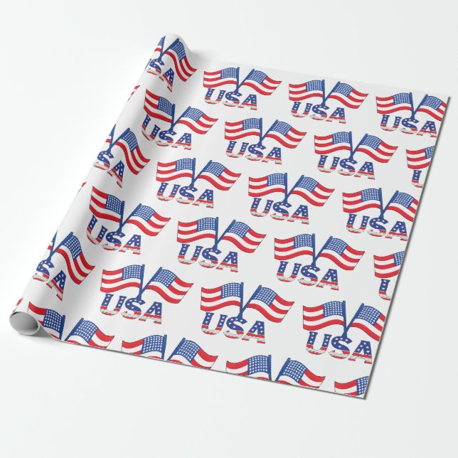 Amerikanska Flagga USA Mönster Presentpapper (Utrullad)
