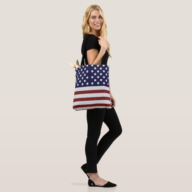 Amerikanska Flagga USA Mönster Tygkasse (På modell)