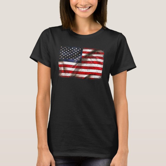 Amerikanska Flagga USA Patriotic for US Manar Wome T Shirt (Framsida)