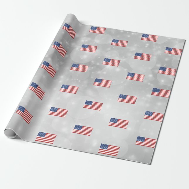 Amerikanska Flagga USA Patriotic Presentpapper (Utrullad)