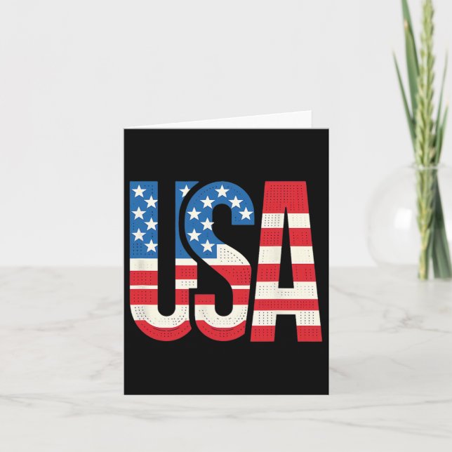 Amerikanska Flagga USA Patriotic US 4 juli Kort (Framsida)
