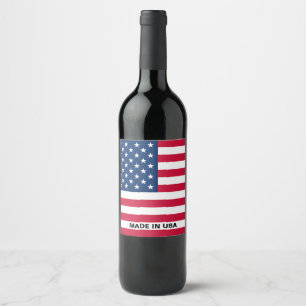 Amerikanska Flagga USA Patriotic Vin Flaska-etiket Vinflaska Etikett