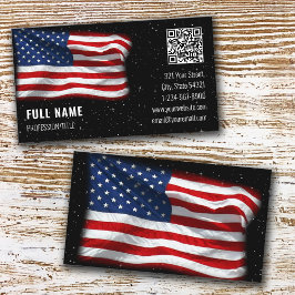 Amerikanska Flagga USA QR Code Affärskort Visitkort
