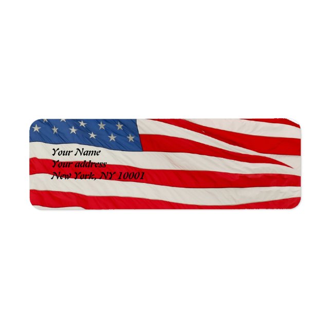 Amerikanska Flagga, USA Returadress Etikett (Framsidan)