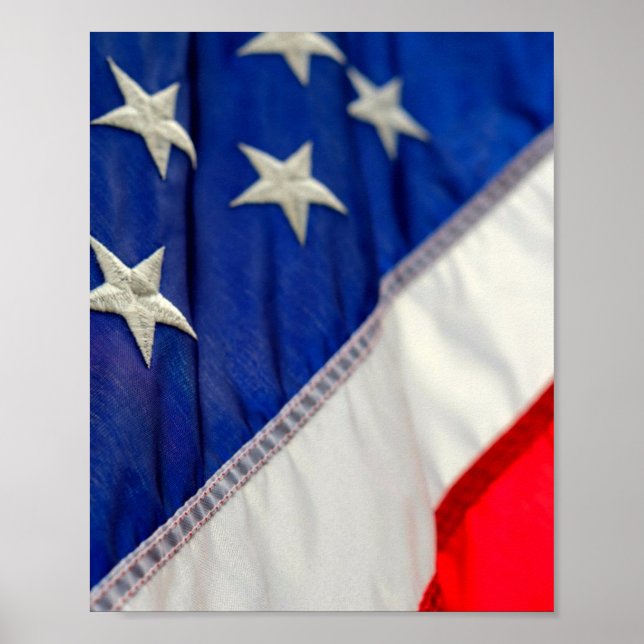 Amerikanska Flagga USA Rött vitt blått Poster (Framsidan)