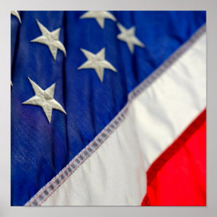 Amerikanska Flagga USA Rött vitt blått Poster