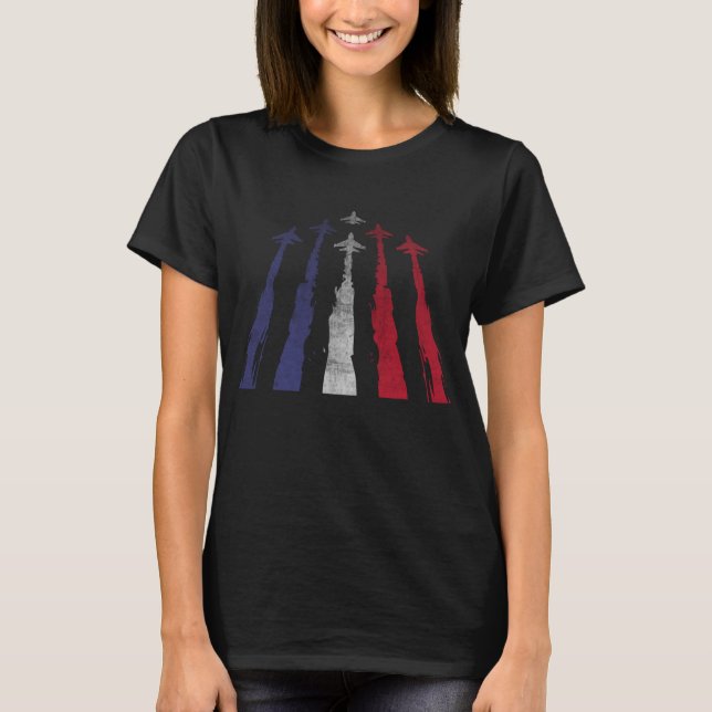 Amerikanska Flagga USA:s luftfart 4:e juli T Shirt (Framsida)