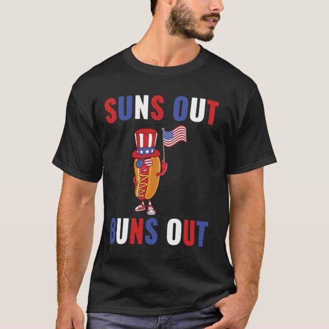 Amerikanska Flagga USA Sol Out Buns Out Funny 4th  T Shirt (Framsida)