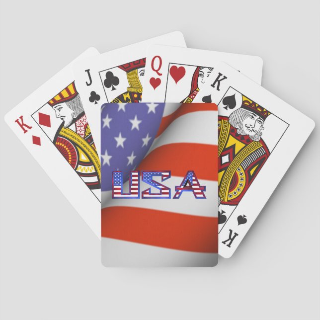 Amerikanska Flagga USA Spel Kort (Baksidan)