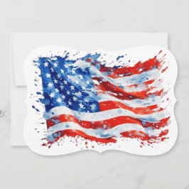 Amerikanska Flagga USA Watercolor 4:e juli Anteckningskort