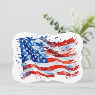 Amerikanska Flagga USA Watercolor 4:e juli Anteckningskort