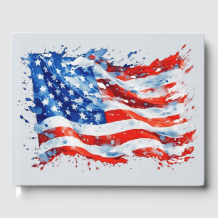 Amerikanska Flagga USA Watercolor 4:e juli Gästböcker