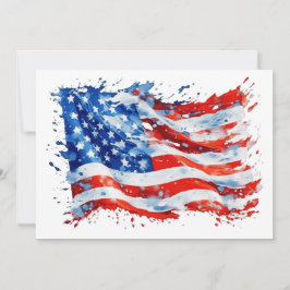 Amerikanska Flagga USA Watercolor 4:e juli Julkort
