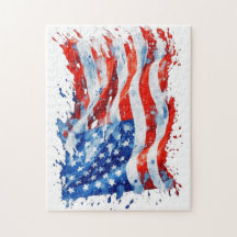 Amerikanska Flagga USA Watercolor 4:e juli