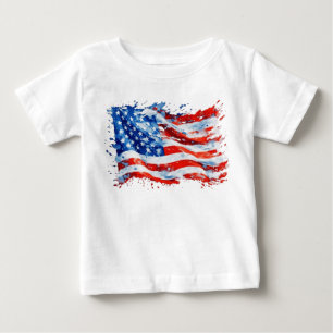 Amerikanska Flagga USA Watercolor 4:e juli T Shirt