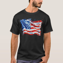 Amerikanska Flagga USA Watercolor 4:e juli T Shirt
