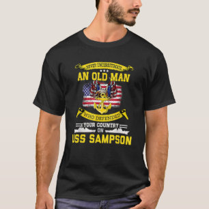 Amerikanska Flagga USS Sampson DDG 102 Förstörare T Shirt