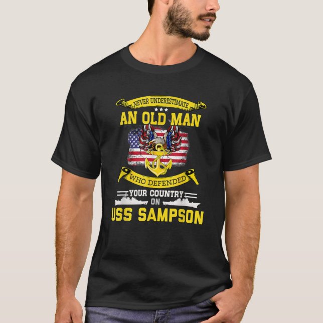 Amerikanska Flagga USS Sampson DDG 102 Förstörare  T Shirt (Framsida)