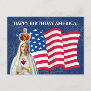 Amerikanska Flagga Vårt Dam i Fatima Fireworks Vykort