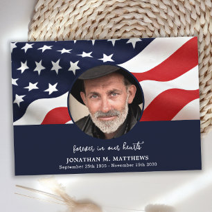 Amerikanska Flagga Veteran Photo Memorial Tack Kort