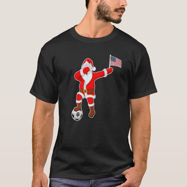 Amerikanska Flagga vid sommarjul i Jultomten T Shirt (Framsida)