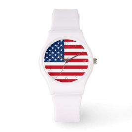 Amerikanska Flagga vita bevakning Armbandsur