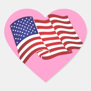 Amerikanska Flagga Wave Stickers Hjärtformat Klistermärke