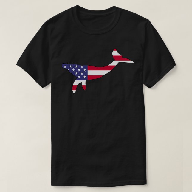 Amerikanska Flagga Whale Lycklig 4 juli 6 T Shirt (Design framsida)