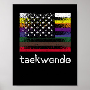 Amerikanska Flagga White Black Bälte Färg Poster