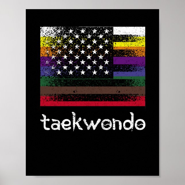 Amerikanska Flagga White Black Bälte Färg Poster (Framsidan)