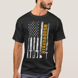 Amerikanska Flagga Woodworkers Carpenter Funny Woo T Shirt