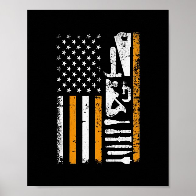 Amerikanska Flagga Woodworking Gifts Carpenter Woo Poster (Framsidan)