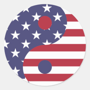 Amerikanska flagga yin-klistermärken runt klistermärke
