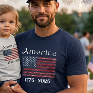 Amerikanska flaggan 1776 till 2026 USA 250 års föd T Shirt