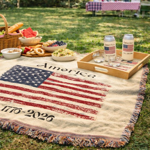 Amerikanska flaggan 1776 till 2026 USA 250-årsjubi Filt