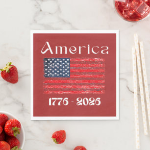 Amerikanska flaggan 1776 till 2026 USA 250-årsjubi Pappersservett