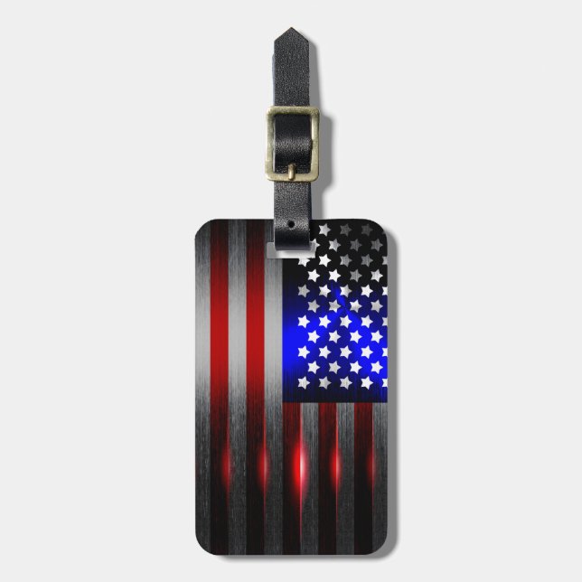 Amerikanska flaggan 1 för spjutspetslaser-snitt bagagebricka (Vertikal Framsida)
